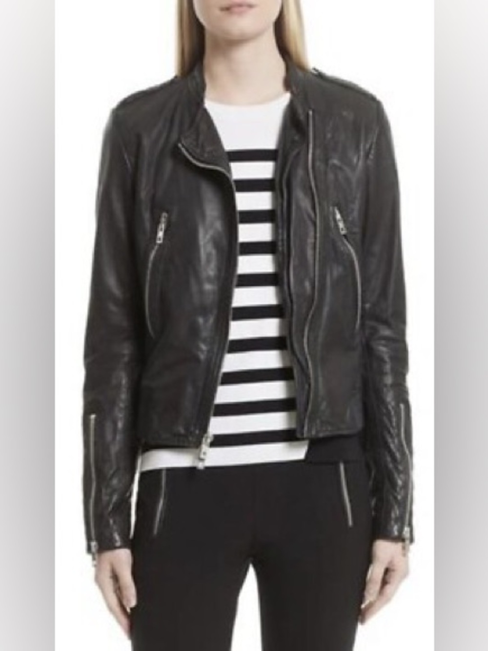 Rag & Bone Lyon Classic Black Leather Moto Jacket
